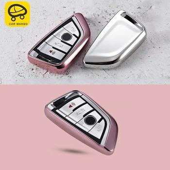 

CARMANGO for BMW G30 5 Series 2018 2017 Car TPU Key Cover Case Holder Chain Protector Shell High Quality Pink Red Blue Gold