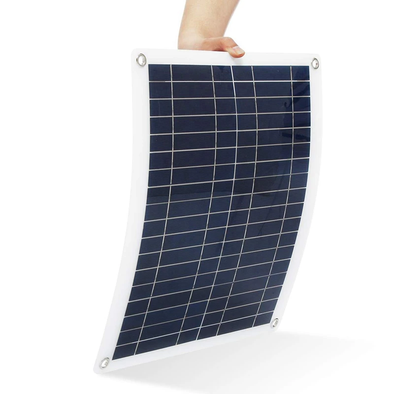 

30W 18V Polycrystalline Solar Panel Semi Flexible Car Ship Outdoor Camping Emergency Phone Charger W/Solar Charger Controller
