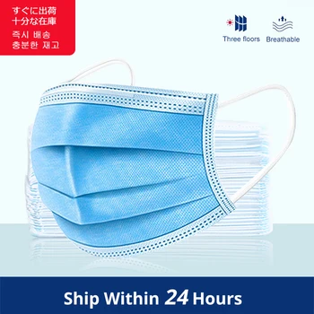 

Disposable Protective Masks 3 Layers Dustproof Facial Protective Cover Masks Maldehyde Prevent bacteria anti-virus Masks