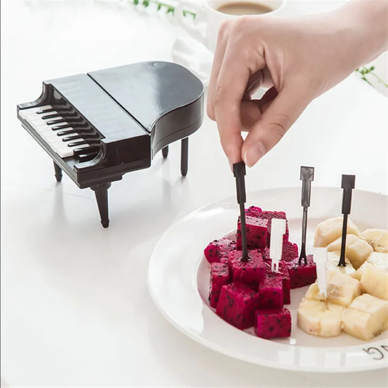 Creative New Snack Dessert Kitchen Piano Shaped Fruit Forks Cake 