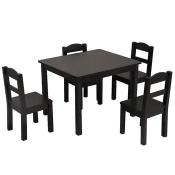 

5 IN 1 Kids MDF Pine Dining Table Set Wood Table With 4 Chairs Room Furniture Kitchen Espresso Home Kits USA Warehouse Shipping