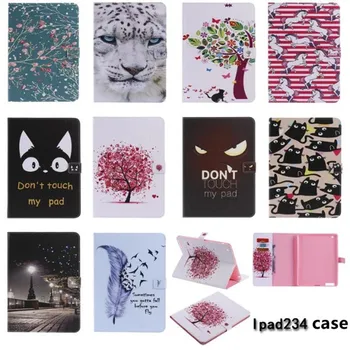 

Tree Cat Cover For iPad 234, Lucury PU Leather Smart Stand Shell Tablet Case For ipad 4 2 3,9.7 inch with Auto Wake Up/Sleep