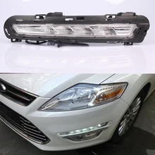 Автомобильный мигающий 1 пара для Ford Mondeo Fusion 2011 2012 2013 Led Drl дневные ходовые огни светодиодные дневные Противотуманные фары с желтым