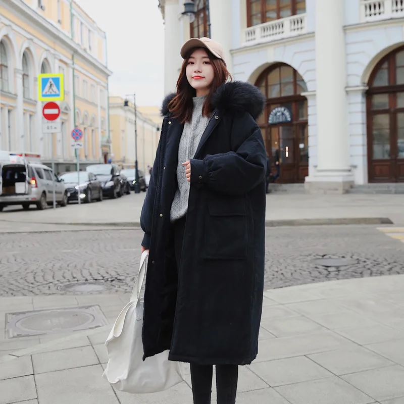

Down Jacket Cotton-padded Clothes Women's 2019 Winter Korean-style Mid-length Loose-Fit Students BF Cotton-padded Clothes over-t