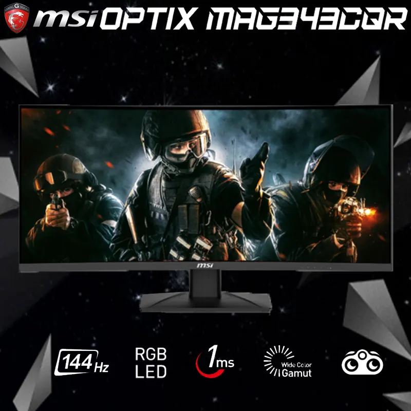 Msi Optix Mag343Cqr Monitor Per Pc Da 34 Pollici 144Hz Wqhd Ips Display Lcd Hdmi Desktop Gaming Gamer Schermo Del Computer Schermo Piatto Hdr 1Ms