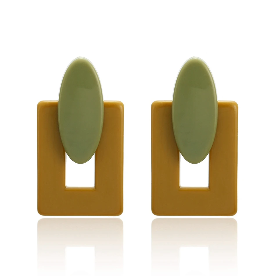 Green Yellow Женские большие массивные геометрические серьги для женщин, большие акриловые корейские висячие серьги с подвеской, Женские Ювелирные изделия SP693 - Окраска металла: Green Yellow