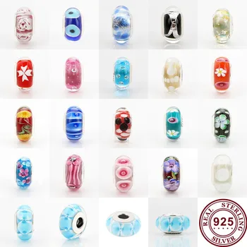 

Authentic 925 Sterling Silver New Creative Glass Smooth Surface Glass Beads Fit Original Pandora Bracelet For Women Diy Jewelry