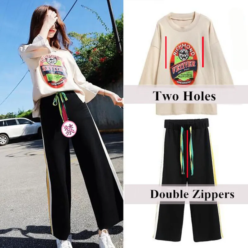 outdoor-sex-clothes-for-women-cotton-hole-zippers-t-shirt-tops-open-crotchless-pants-suits-two-piece-set-sexy-going-out-trousers