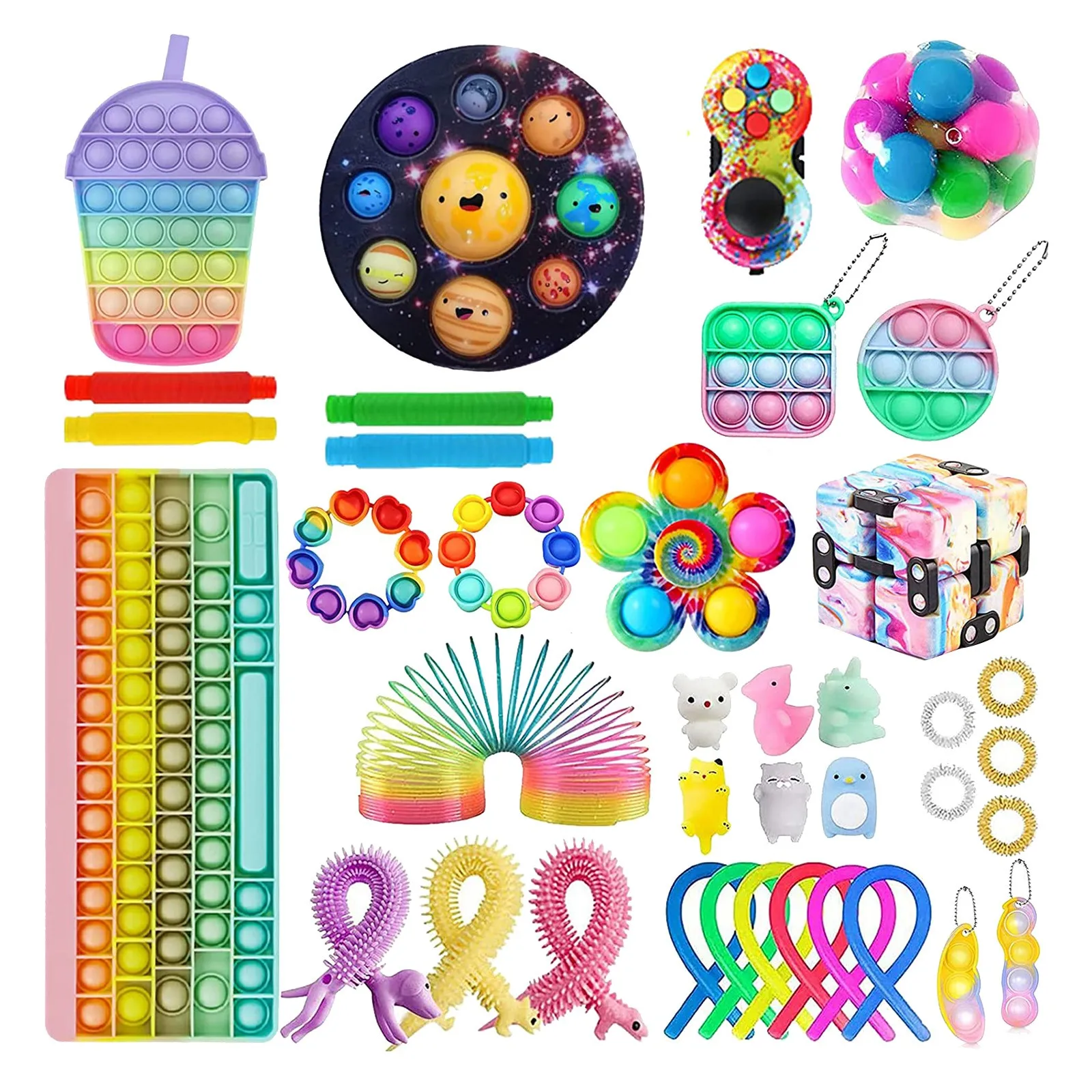 Keyboard Hamburger Fidget Toys Kit Completo Anti Stress Set Anti-anxiety Simple Dimple Antistress Hand Squishy Brinquedos | Игрушки и