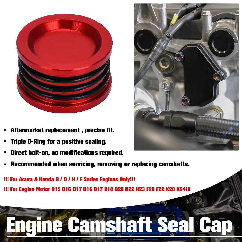 Camshaft Seal Cover Cap Plug Triple O-Ring Aluminum Front Replacement For Honda Acura B D H F Series Engine Motor o ring seal set rubber seal ring