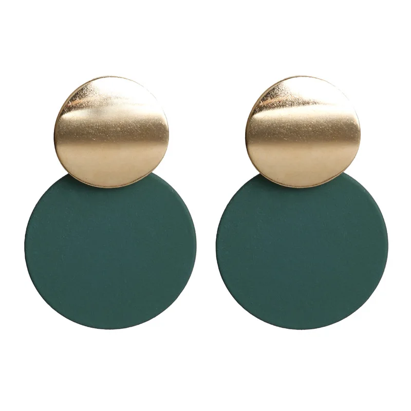 

TEH Fashion Metal Round Stud Earrings For Women Jewelry Geometric Personality Earrings Hot Bijoux Statement Earring Wholesale