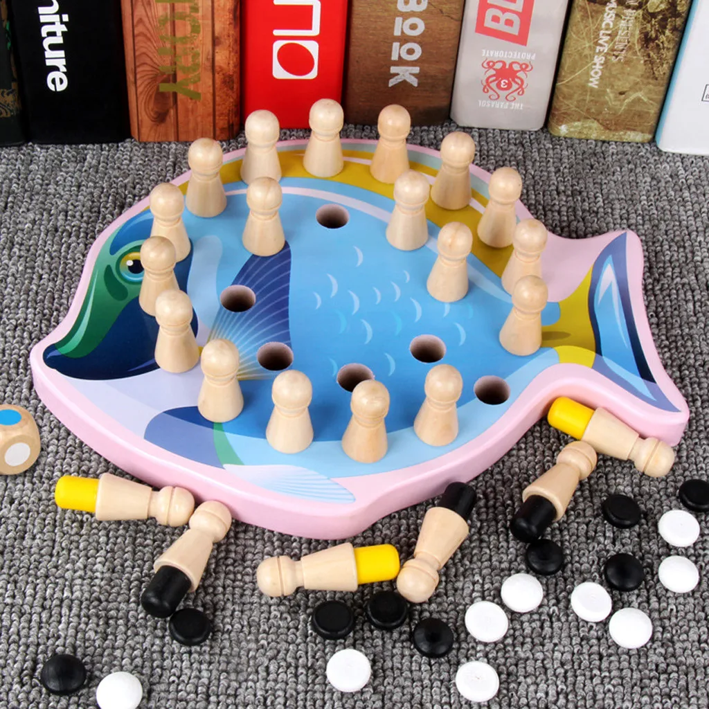 Детская Деревянная шахматная игра с памятью, детская развивающая головоломка Монтессори, обучающая игрушка для логического мышления
