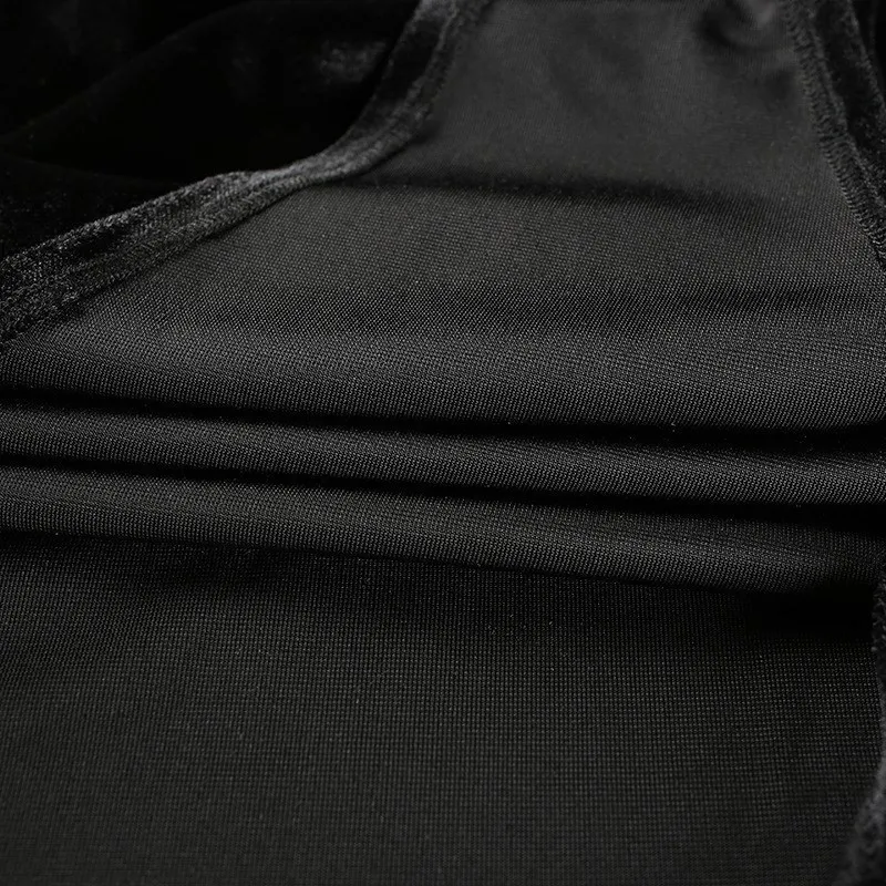Осень Зима 2018 пикантные бархатные боди с длинным рукавом Женский, черный элегантный комбинезон короткая Водолазка Боди Mujer