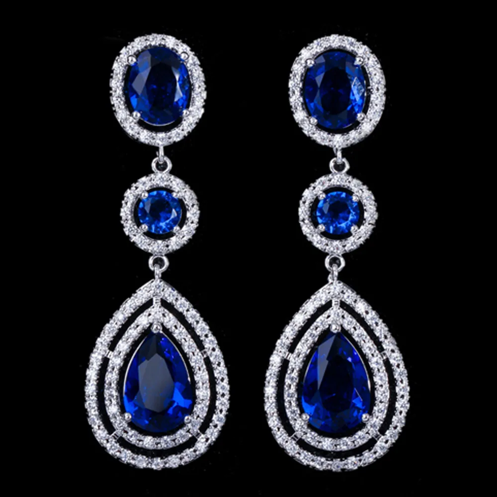Элегантная микрозакрепка ThreeGraces AAA + CZ камень длинный большой Королевский синий