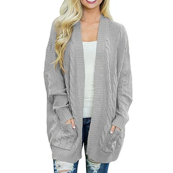 

Long Cardigan Sweater Women Long Sleeve Solid Color Knitted Cardigan 2019 Autumn Winter Simple And Stylish Autumn And Winter New