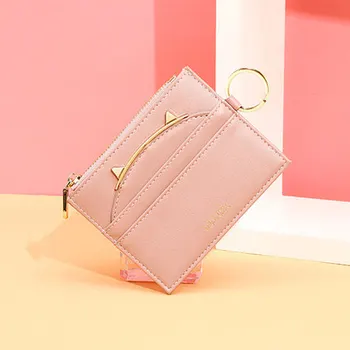 

Fashion mini lovely women's wallet coin money clip PU solid wallet multicard key ring wallet designer purse zipper clutch purses