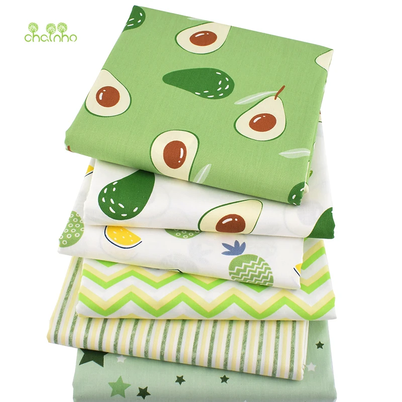 

Chainho,6pcs/lot,Avocado Green Series,Print Twill Cotton Fabric,Patchwork Cloth For DIY Sewing Quilting Baby&Children's Material