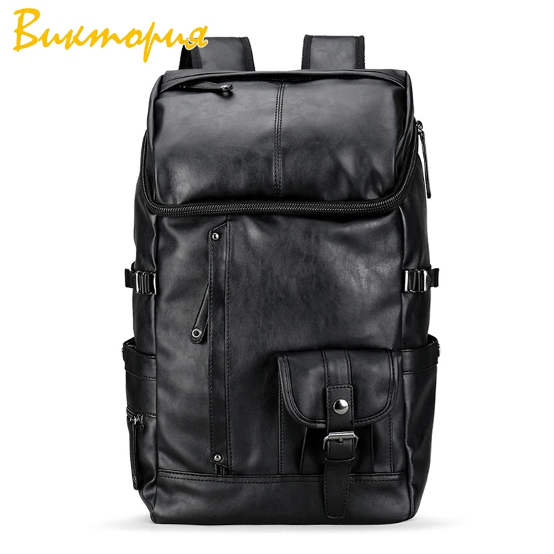 

2019 New men backpack College Style Retro-Japanese Style Travel Bag Wear-resisting waterproof backpacks PU men's backpack