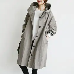 Длинная куртка, Женское пальто, пальто, тонкое, одноцветное, с капюшоном, свободное, средней длины, пальто, длинный рукав, ветровка, куртка, 3XL