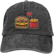 Мужская или Женская бейсбольная Кепка из окрашенной в пряжу джинсовой ткани однотонная Кепка s Burger and Fries