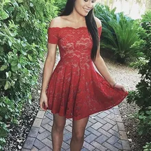 А-силуэт/принцесса с открытыми плечами с короткими рукавами/мини-кружевные платья