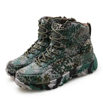 

Men Shoes Camouflage Black Outdoor Sports Tactical Male Boots Hiking Mountain Shoes Camping Climbing Leather Tactical Sneakers