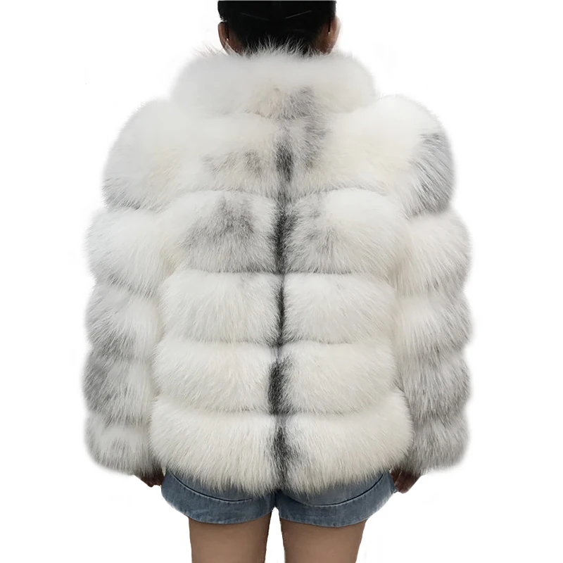Women Winter Real Fox Fur Coat Stand Collar Fox Fur Jacket Long Sleeve Natural Fur Coat Fashion