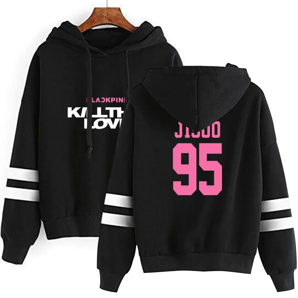 Kpop толстовки оверсайз женские черные розовые толстовки с капюшоном с буквенным принтом пуловеры повседневные Корейская одежда женские s Модные свободные теплые Kawaii стиль