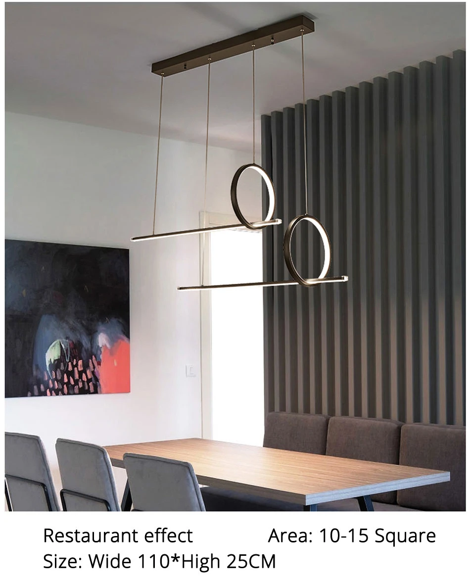 Современный светодиодный подвесной светильник для столовой, кухни, с регулируемой яркостью, с дистанционным управлением, черный алюминиевый корпус, потолочный светильник для помещений