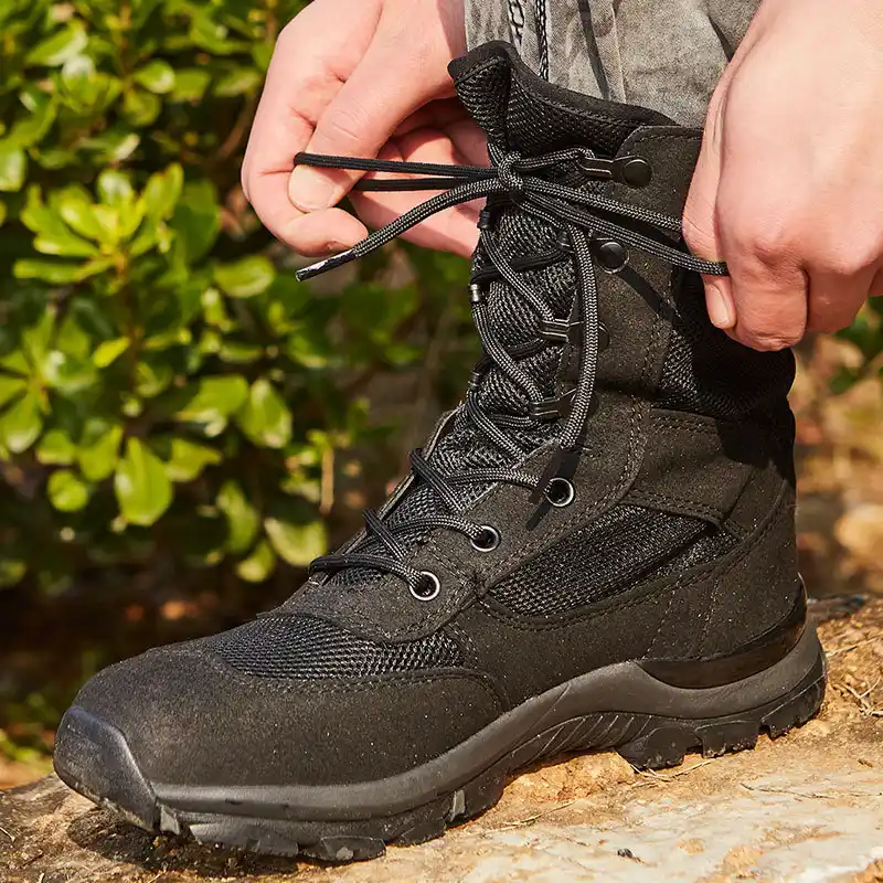 black hiking style boots