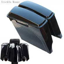 Motorbike 5" Black Stretched Extended Hard Saddlebag Trunk For Harley Touring FLH FLT Road King Electra Street Glide 93-13