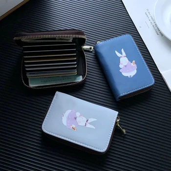 

2019 Fashionable Apron Rabbit Card Holder Wallet Bag Women's Bank Cards Set Ultra-thin Zipper Simple Korean For Document Bags