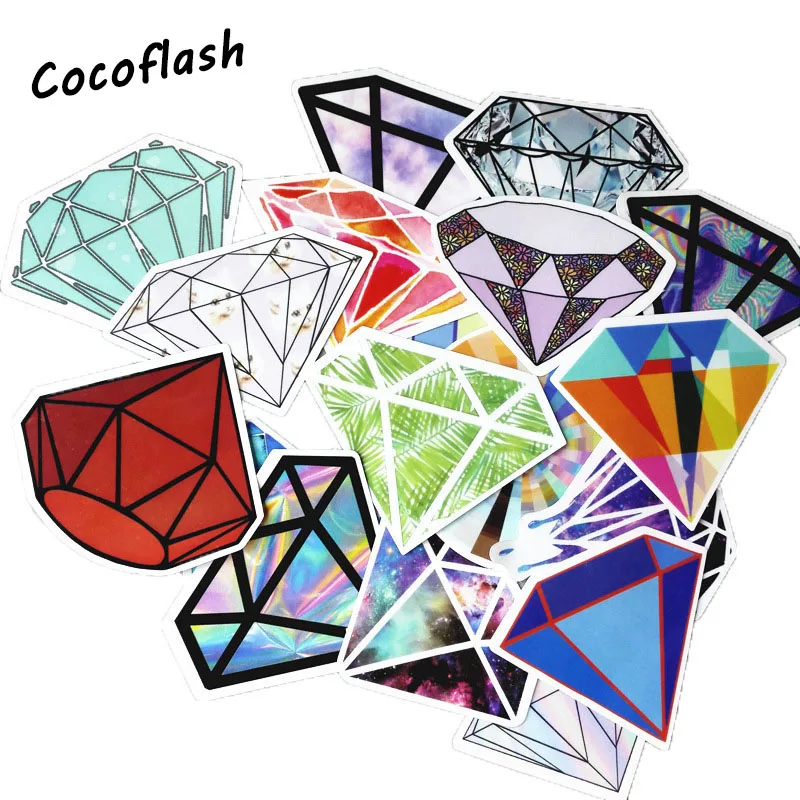 18Pcs/lot Transparent Diamonds Design Stickers For Snowboard Car Laptop Luggage Skateboard Motorcycle Decal Toy Sticker