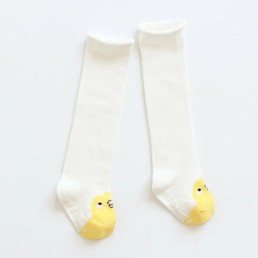 Весенне-осенние длинные носки унисекс для маленьких мальчиков модные детские Носки с рисунком кота/кролика/лиса белка хлопковые носки до колена для девочек - Цвет: Цвет: желтый