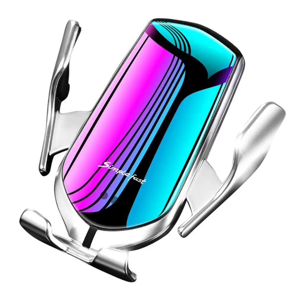 Автоматический зажим беспроводной автомобильное зарядное устройство крепление инфракрасный датчик 10 Вт QI Быстрая зарядка держатель для iPhone 11 8 X XR XS samsung S10 S9 - Цвет: Silver