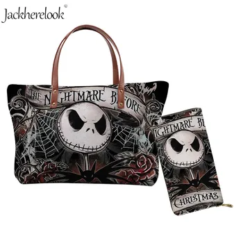 

2Pcs Handbag&Purse set for Women The Nightmare Before Christmas Totes Pu-Leather Wallet Clutch/Shoulder/Messenger Bag Coin Bags