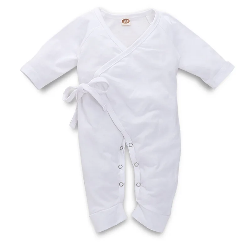 Летний комбинезон, детские комбинезоны, наборы для новорождённых, комбинезон с длинными рукавами, хлопковые пижамы, 0-12 месяцев, комбинезоны, одежда для малышей, D20 - Цвет: White Baby Romper