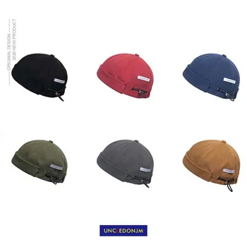 

UNCLEDONJM Chinese-Style Round Hat Unisex Snapback Couple Caps Flanging Solid color Fashion Men's hats