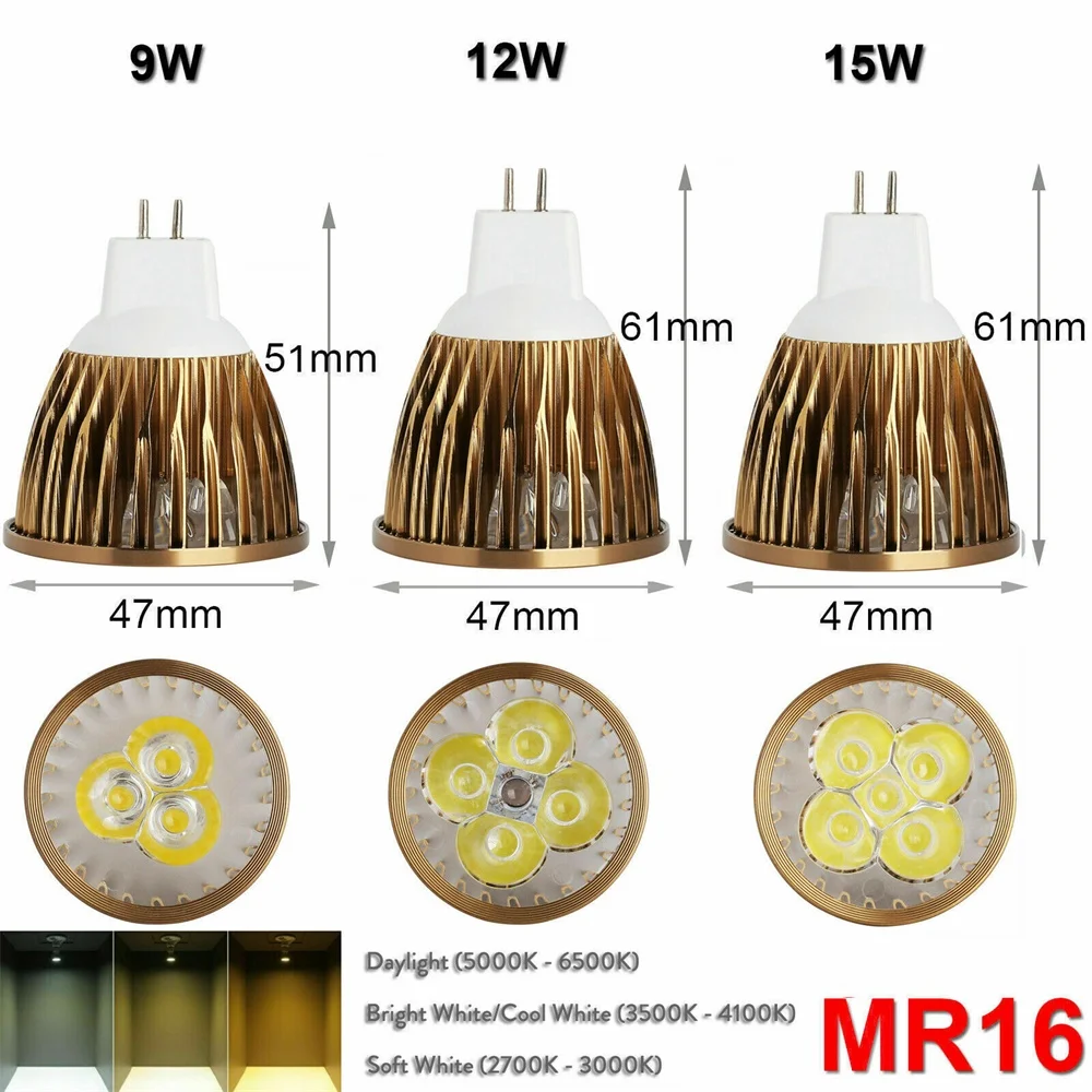 10pcs led 스포트 라이트 전구 램프 gu10 e12 b22 b15 e27 e14 mr16 dc 12 v 9 w 12 w 15 w 할로겐 램프 ac 85-240 v 램프 전구 교체