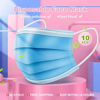

10/50/100/200pcs Disposable Protection Mask 3-layers Non-Woven One-time Mask Anti Fog Dust Dust proof Elastic Earloop Mouth Mask