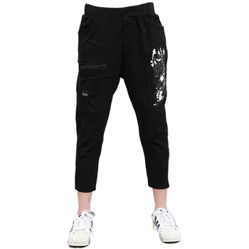 

Ankle-length Pants Female 2020 Summer Cowboy Jeans For Women Black Trousers With Zipper Hole Fashion Clothes New Arrivals