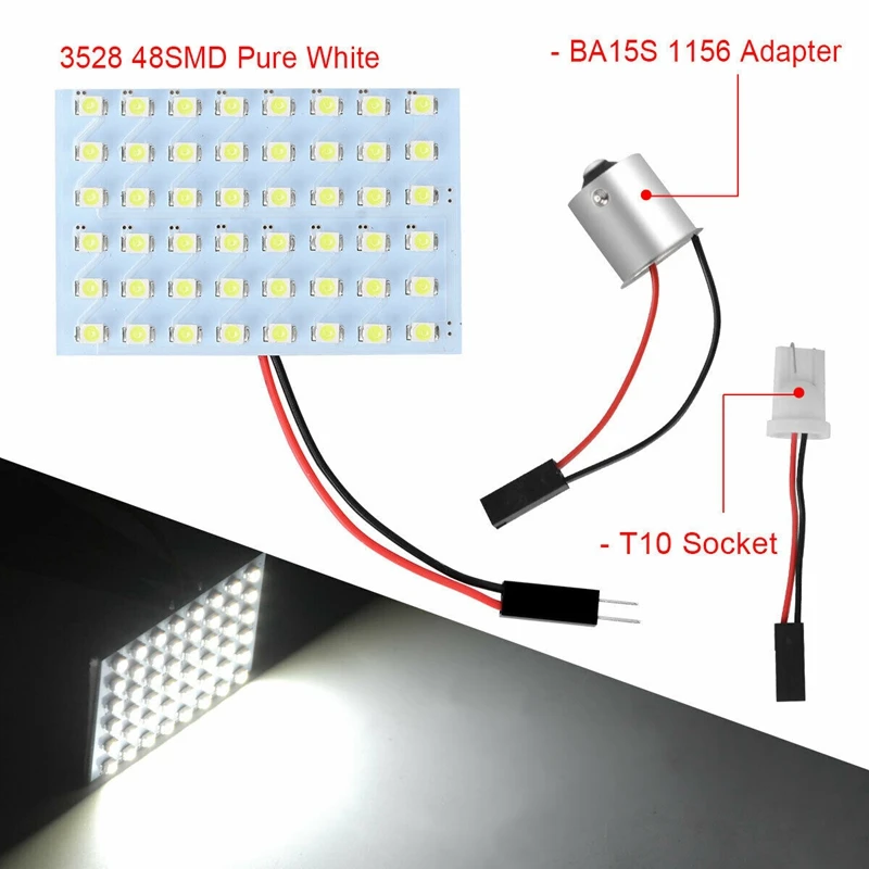 10X Белый RV трейлер 48SMD внутренняя панель светодиодный Купол Карта светильник 1156 адаптер BA15S