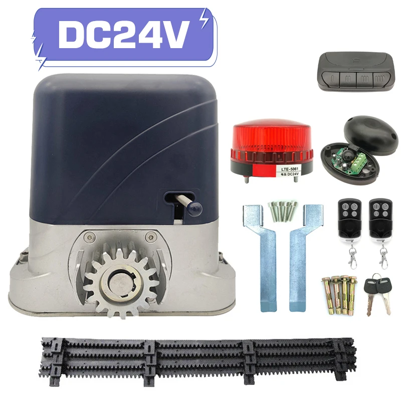 500KG Automatic Electric Sliding Gate Opener Motor Kit DC 24V Engine Driver Set with Control Board 4M Nylon Racks Car Remote |