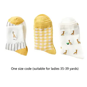 

3 Pair/Set Cartoon Giraffe Embroidery Soft Cotton Socks Low Cut Ankle Women Ladies Socks for Daily Wear Female Casual Hosiery