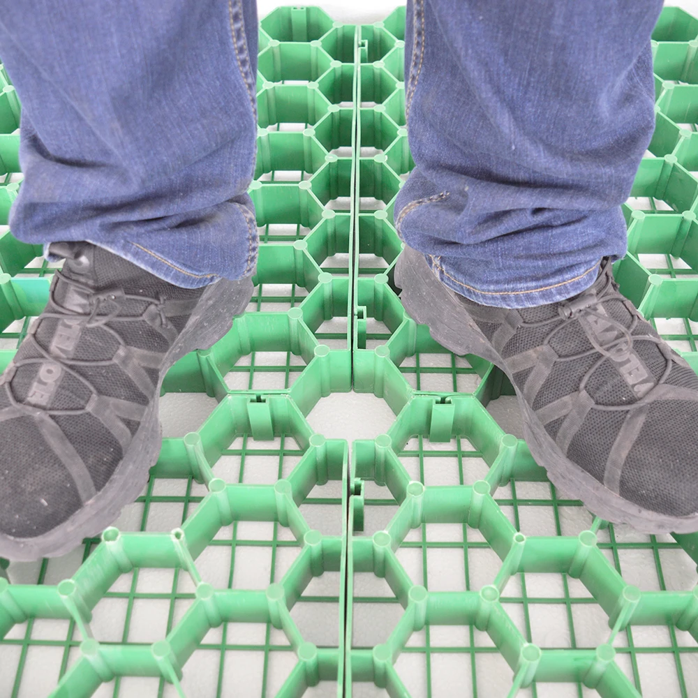4PCS Gravel Driveway Grid Permeable Pavers HDPE Green Plastic Shed Base for Parking lot Garden 19.7"X19.7"X1.89"