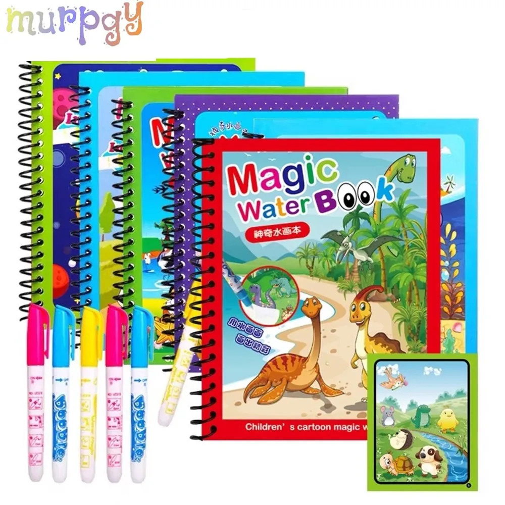 

20 Style Magic Water Drawing Book Montessori Coloring Book Doodle Magic & Pen Painting Drawing Board For Kids Toys Birthday Gift