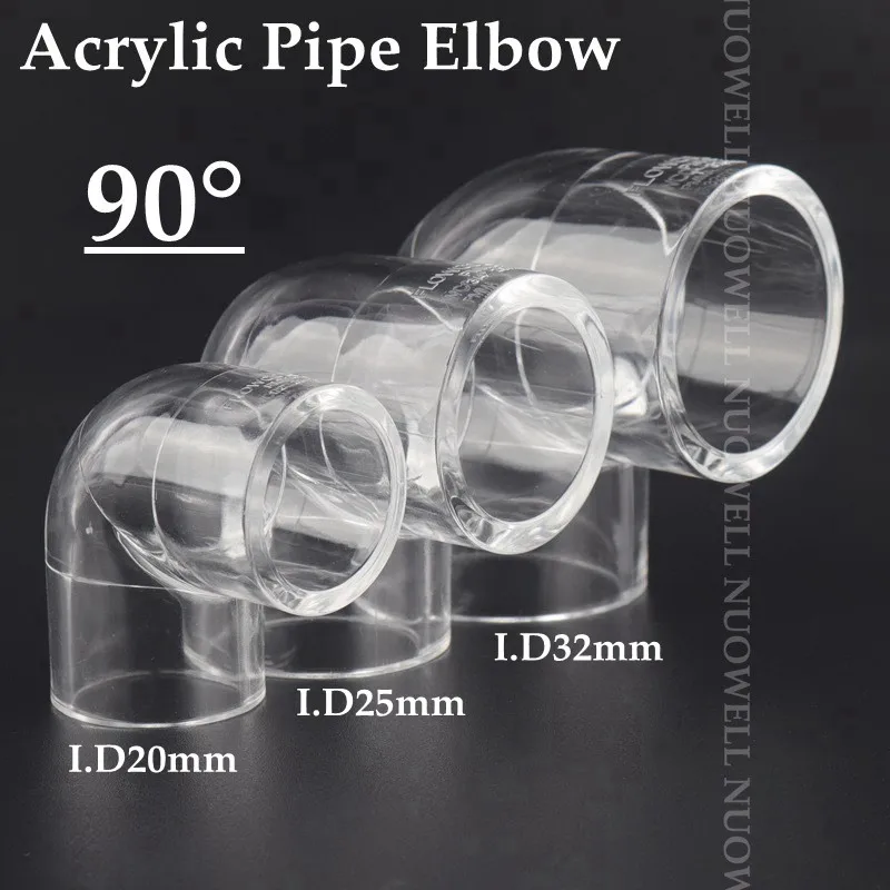 1pc Hi-Quality 20~32mm Thicken Transparent Clear Acrylic Pipe Connector Aquarium Fish Tank Plexiglass Tube Elbow Tee Joints 
