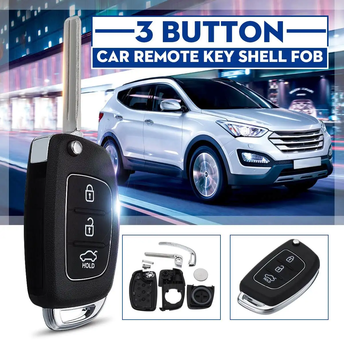 3 кнопки дистанционного флип Брелок чехол с лезвием CR2032 батарея для hyundai Santa Fe IX35 i20 2013 автомобильные аксессуары