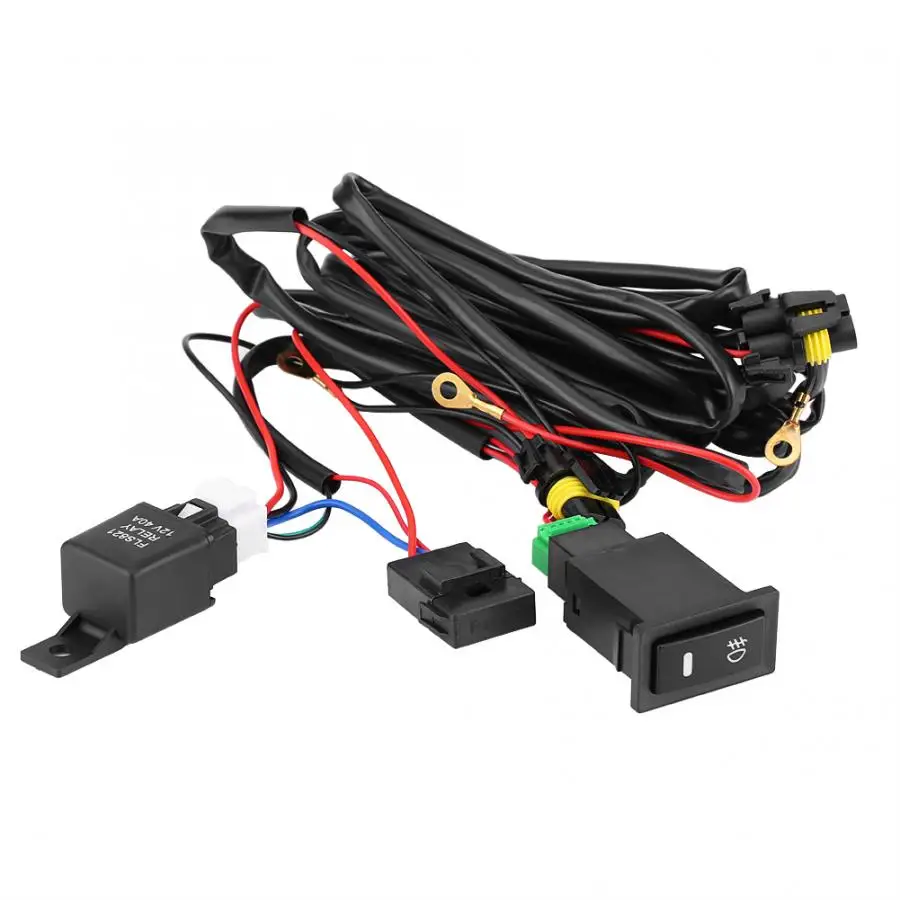 

High Quality Cheap 12V 40A Universal Car LED Fog Light On/Off Switch Wiring Harness Fuse Relay Kit Plastic Car Accessories