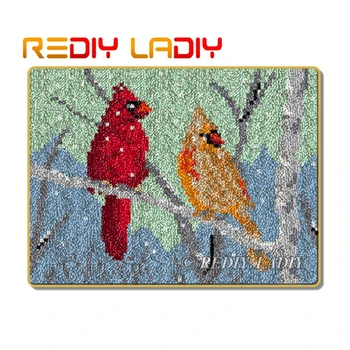 

Latch Hook Rug Snow Cardinal Bird Crocheting Carpet Rug 100% Acrylic Yarn Sofa Cushion Mat DIY Carpet Rug Home Decor Art & Craft